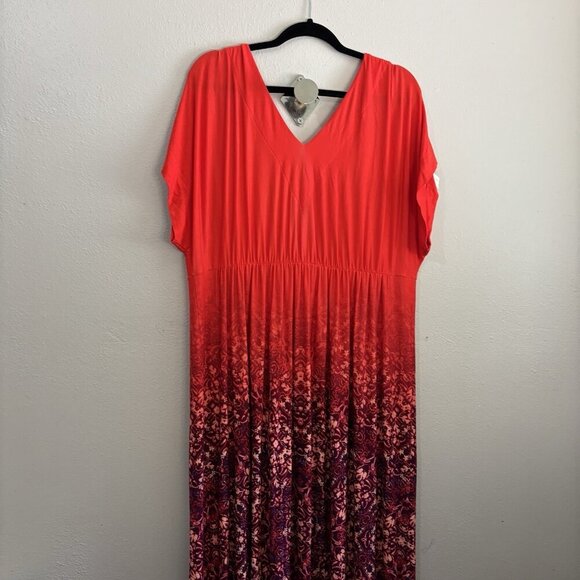 SOMA Grecian-Inspired Maxi Dress Tango Ombre Poppy in Women’s XXL - Picture 12 of 15